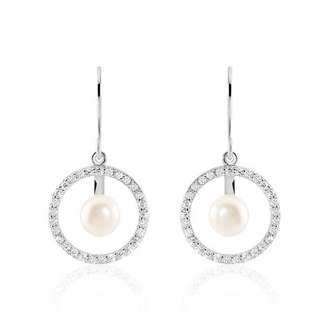 Boucles D'oreilles Pendantes Ellea Argent  Perle De Culture Et Oxyde - Boucles d'oreilles Pendantes Femme | Marc Orian