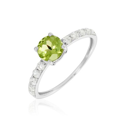 Bague Or Blanc Monroe P&eacute;ridot Oxydes De Zirconium - Bagues avec pierre Femme | Marc Orian