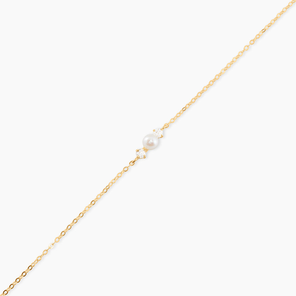 Bracelet Or Jaune Audrea Perle De Culture Oxydes De Zirconium - Bracelets cha&icirc;nes Enfant | Marc Orian