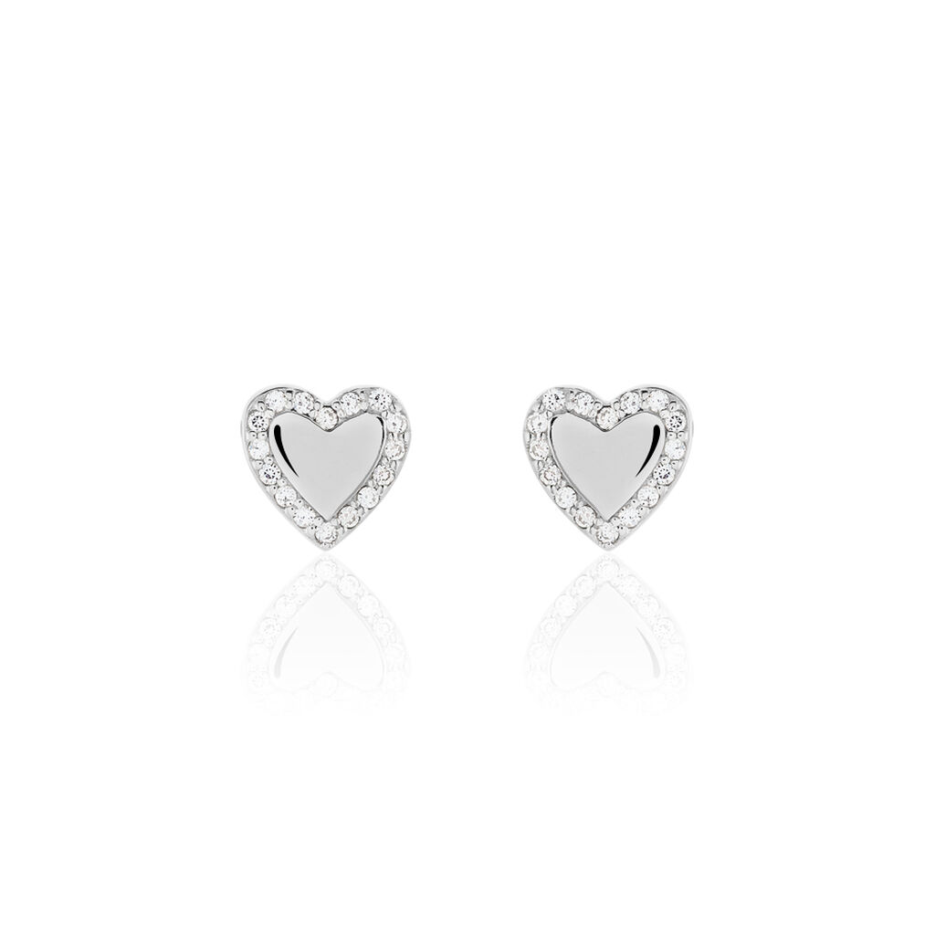 Boucles D'oreilles Puces Tylvina Argent Blanc Oxyde De Zirconium - Puces Femme | Marc Orian