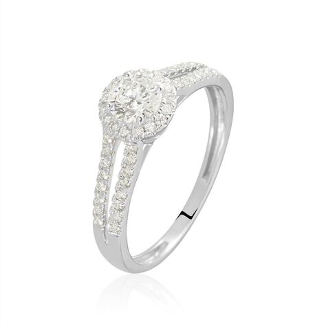 Bague Solitaire Accompagn&eacute; Sosanna Or Blanc Diamant Synth&eacute;tique - Parures de mariage Femme | Marc Orian