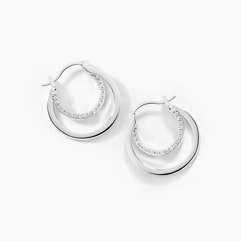 Créoles Argent Blanc Linnette Oxydes De Zirconium - Créoles Femme | Marc Orian