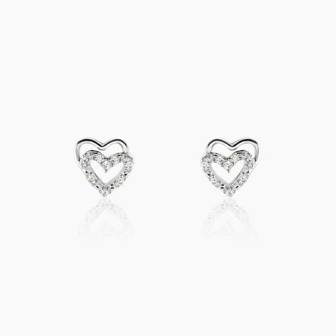 Boucles D'oreilles Puces Aoki Argent Blanc Oxyde De Zirconium - Puces Femme | Marc Orian