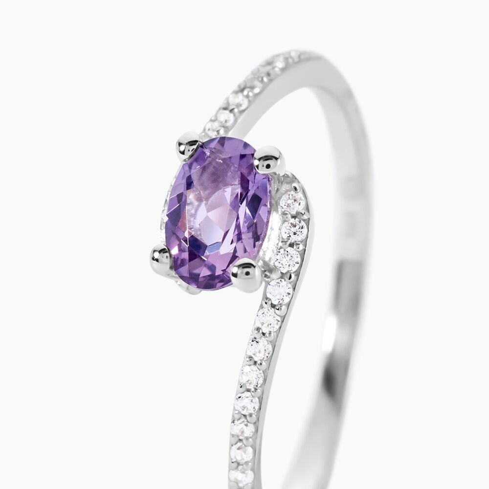 Bague Loriane Or Blanc Amethyste Et Oxyde De Zirconium - Bagues pierres fines Femme | Marc Orian