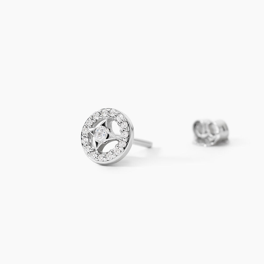 Boucles D'oreilles Puces Nour-imen Or Blanc Diamant - Boucles d'oreilles mariage Femme | Marc Orian