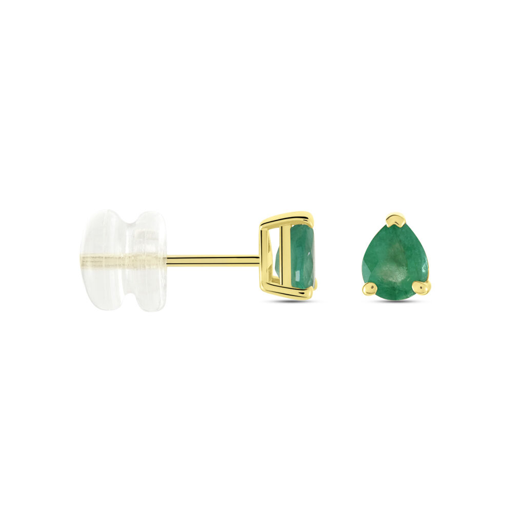 Boucles D'oreilles Puces Or Jaune Isador Emeraude - Puces Femme | Marc Orian