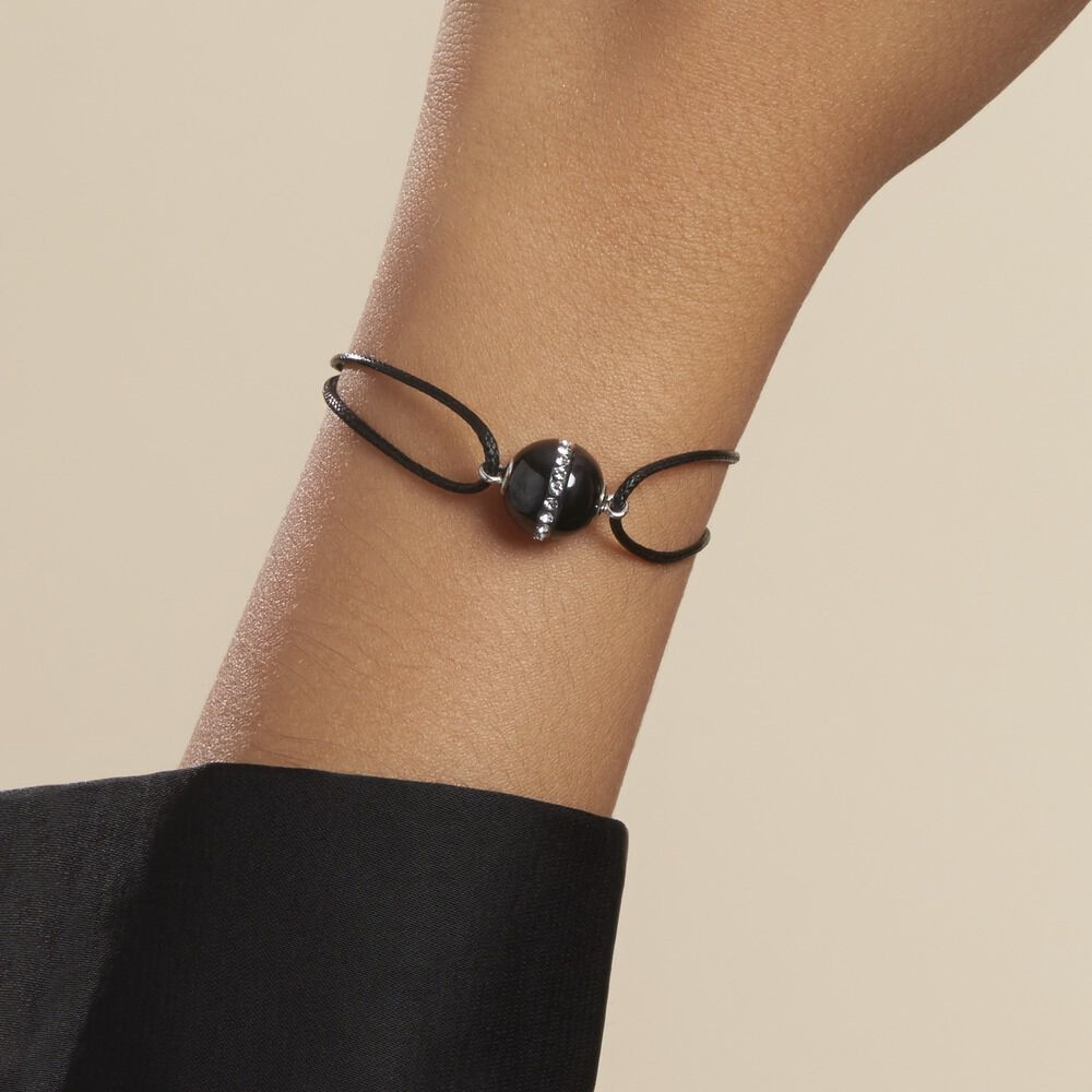 Bracelet Nina Cera Argent Blanc Strass Et Céramique - Bracelets cordons Femme | Marc Orian
