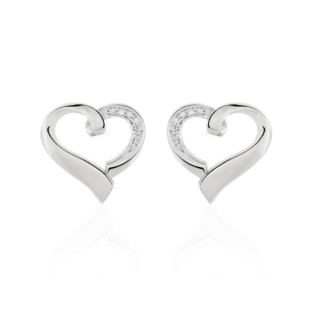Boucles D'oreilles Puces Daviane Argent Blanc Oxyde De Zirconium - Puces Femme | Marc Orian