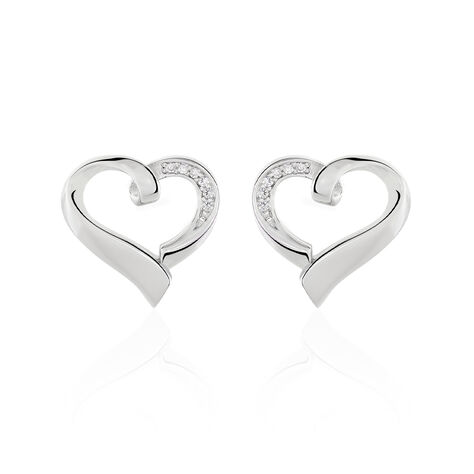Boucles D'oreilles Puces Daviane Argent Blanc Oxyde De Zirconium - Puces Femme | Marc Orian