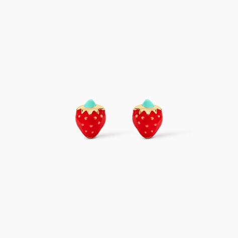 Boucles D'oreilles Puces Elizabetae Fraise Or Jaune - Puces Enfant | Marc Orian