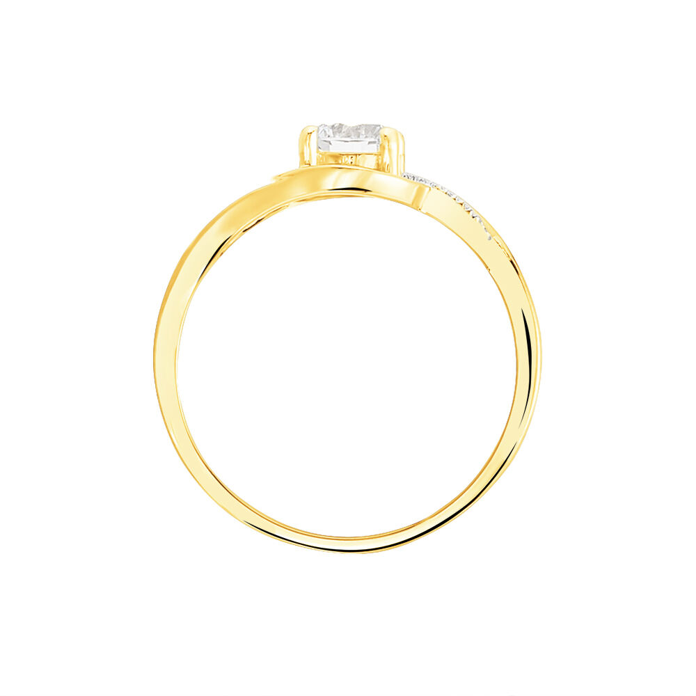 Bague Solitaire Koline Or Jaune Oxyde De Zirconium Et Cristal De Roche - Solitaires Femme | Marc Orian