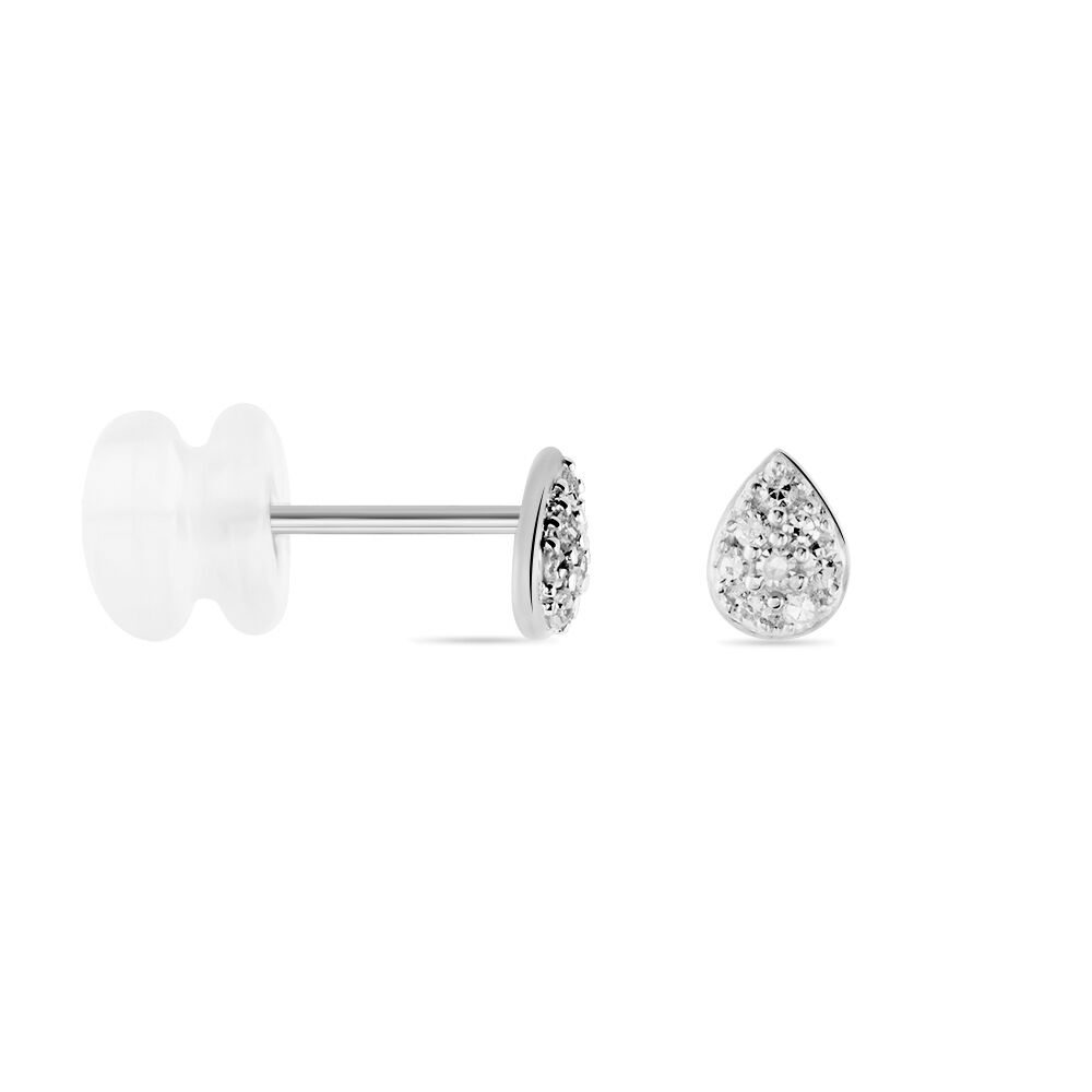 Boucles D'oreilles Puces Nevena Or Blanc Diamant - Puces Femme | Marc Orian