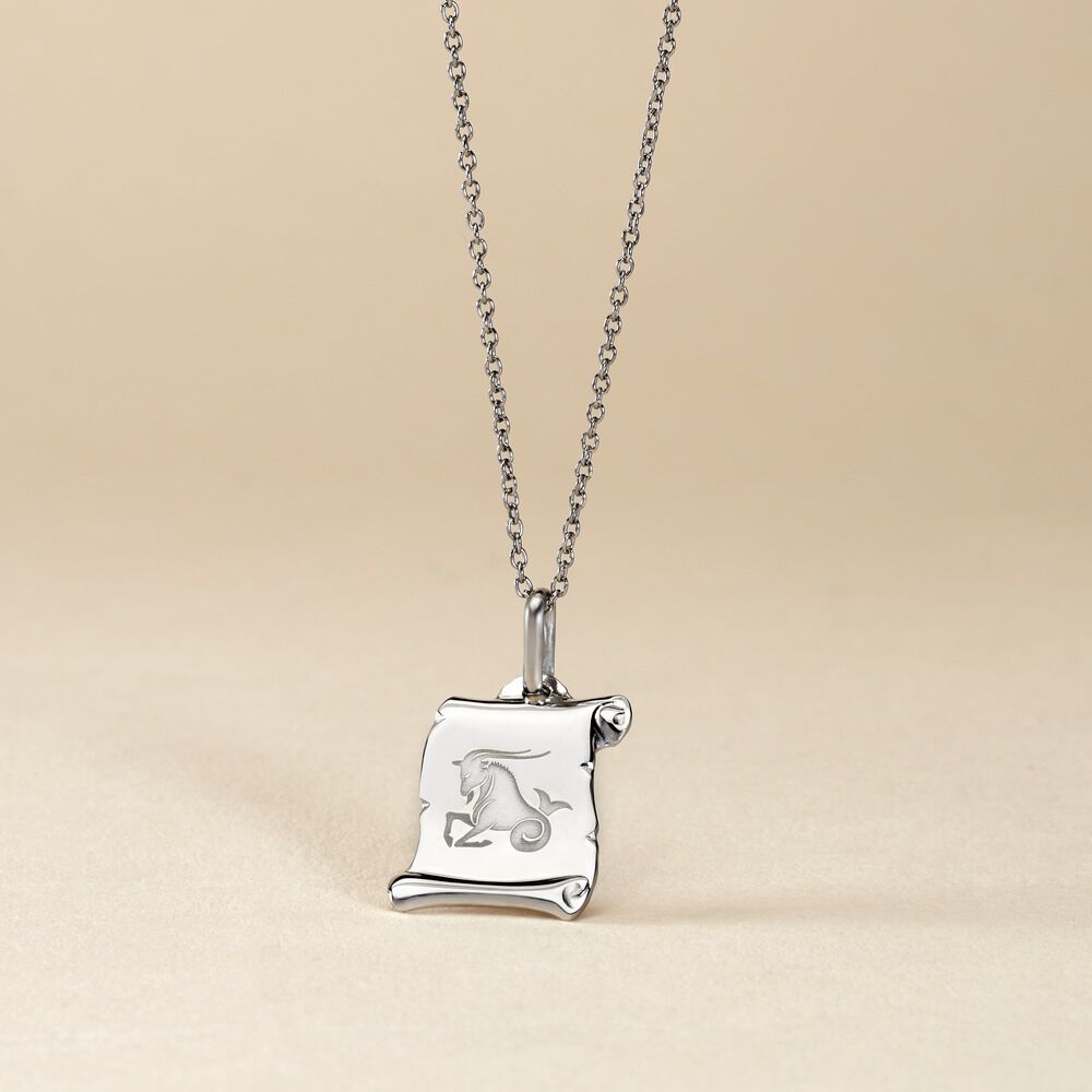Pendentif Zodiaque Parchemin Argent Blanc - Bijoux personnalis&eacute;s Famille | Marc Orian