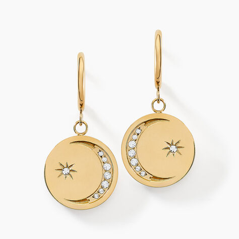Cr&eacute;oles Acier Dor&eacute; Cristal - Boucles d'oreilles pampille Femme | Marc Orian