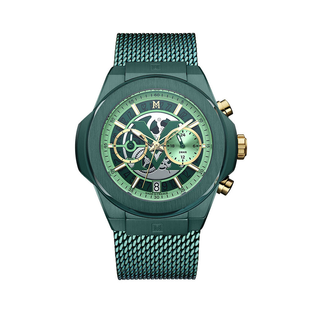 Montre Montignac Round Chrono Vert - Montres &eacute;tanches Homme | Marc Orian