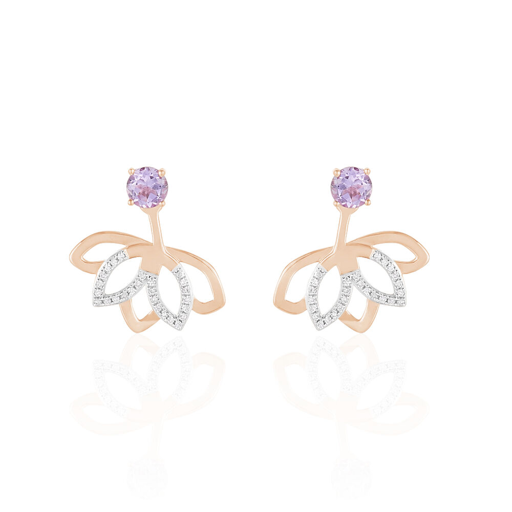 Bijoux D'oreilles Or Rose Amethyste Et Diamant - Piercings d'oreilles Femme | Marc Orian