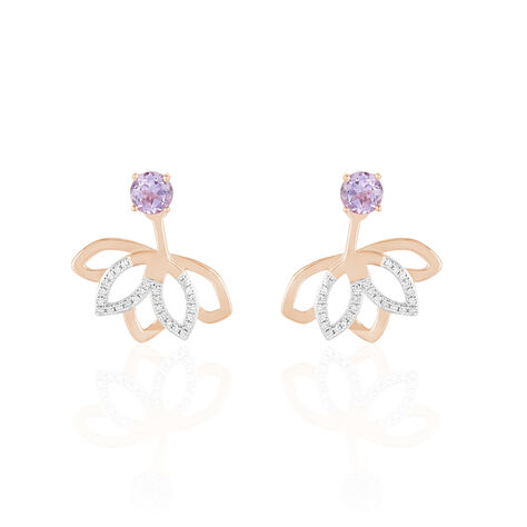 Bijoux D'oreilles Or Rose Amethyste Et Diamant - Piercings d'oreilles Femme | Marc Orian