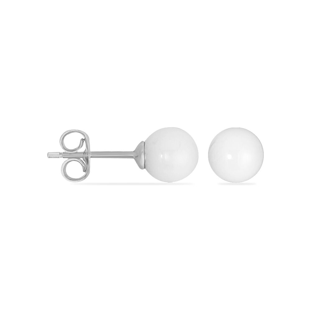 Boucles D'oreilles Puces Solene Argent Blanc Céramique - Puces Femme | Marc Orian