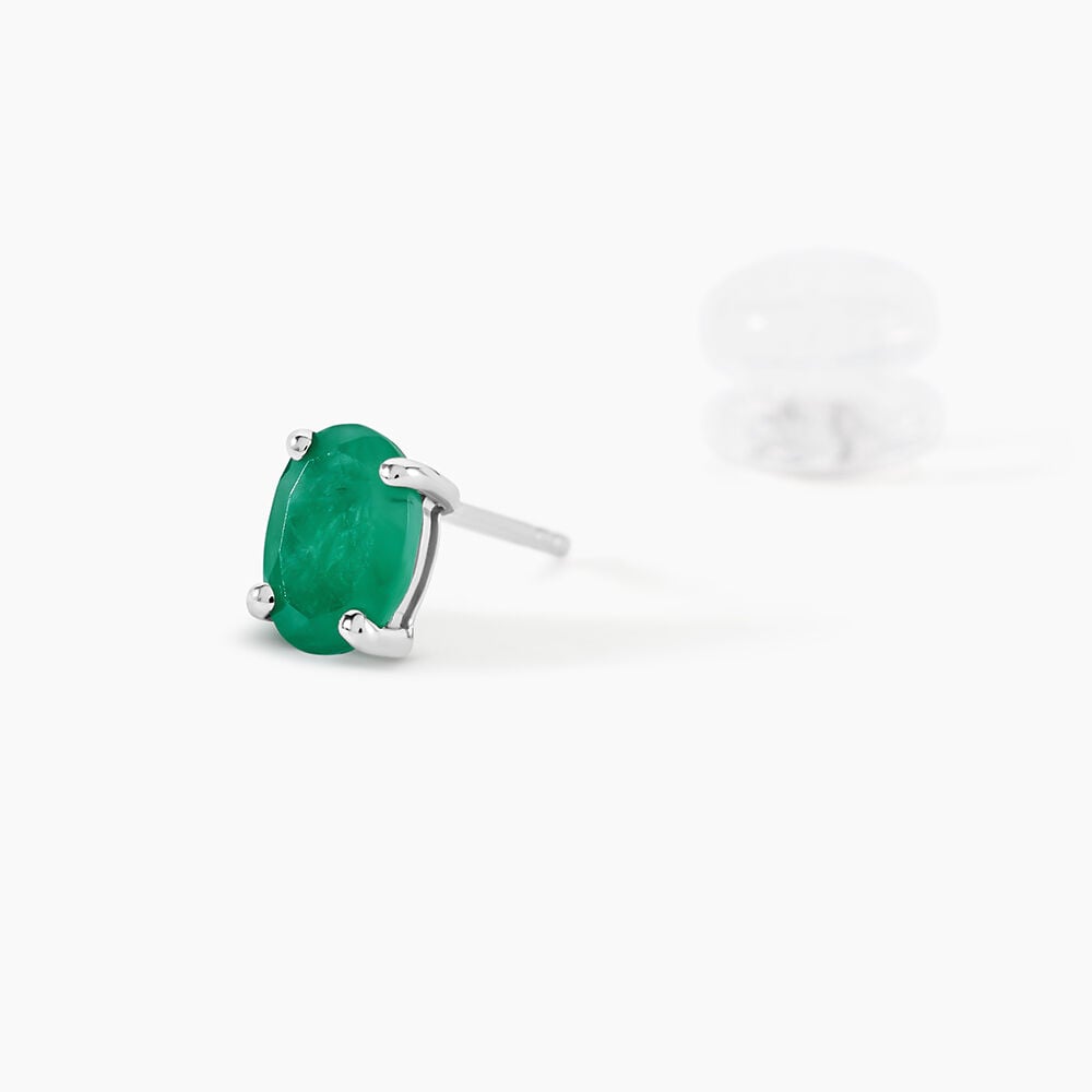 Boucles D'oreilles Puces Ovale Or Blanc Emeraude - Boucles d'oreilles mariage Femme | Marc Orian