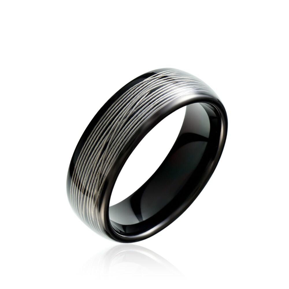 Bague Jourdan Homme Liorin Acier Bicolore Noir Et Blanc Tungstene - Bijoux fantaisie Homme | Marc Orian