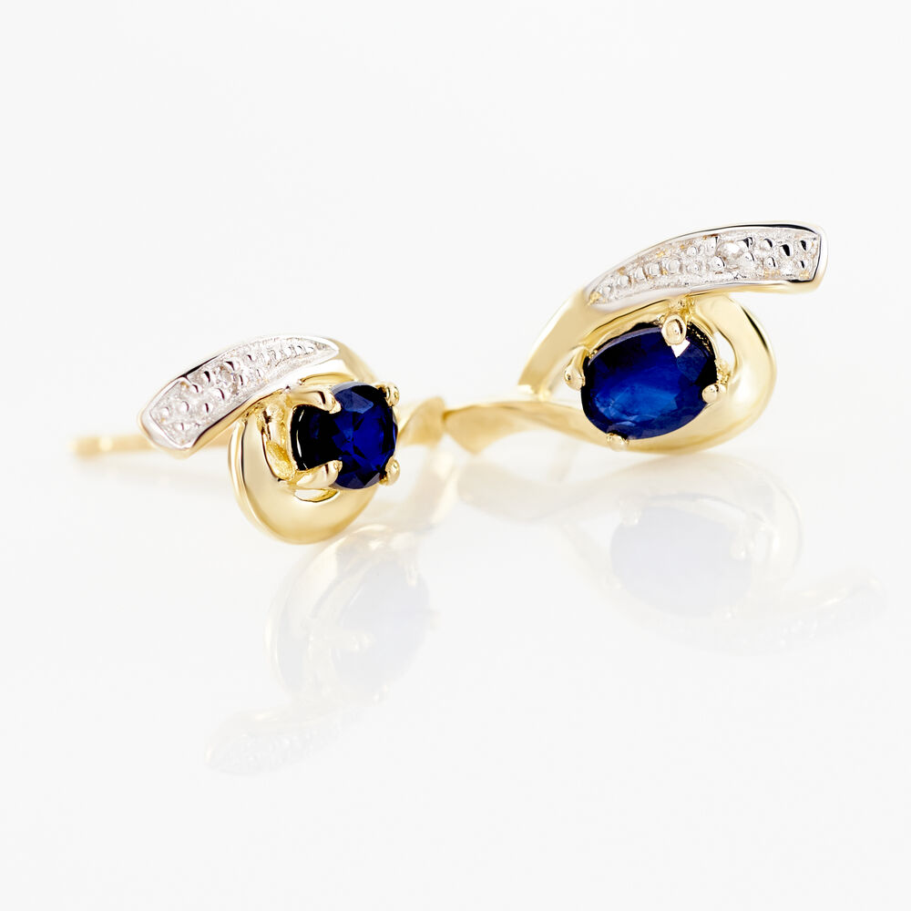 Boucles D'oreilles Puces Sagesse Or Jaune Saphir Et Diamant - Puces Femme | Marc Orian