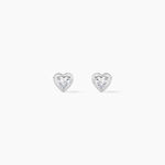 Boucles D'oreilles Puces Dot Coeur Plein Or Blanc Oxyde De Zirconium - Puces Famille | Marc Orian