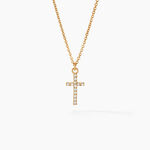 Collier Cobeia Croix Maille For&ccedil;at Or Jaune Oxyde De Zirconium - Colliers avec pierres Femme | Marc Orian