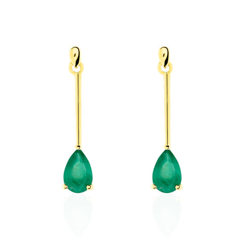Boucles D'oreilles Pendantes Goutte Or Jaune Emeraude - Boucles d'oreilles Pendantes Femme | Marc Orian