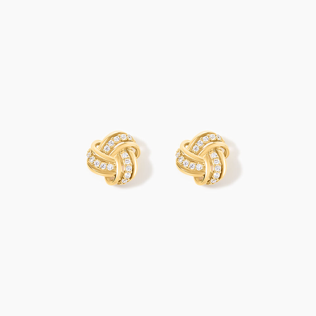 Boucles D'Oreilles Puces Marajha Or Jaune Oxyde De Zirconium - Puces Femme | Marc Orian