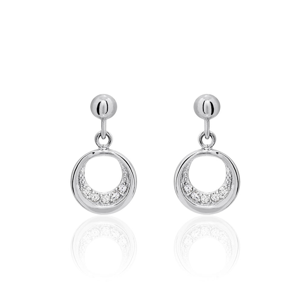 Boucles D'oreilles Pendantes Zita Argent Blanc Oxyde De Zirconium - Pendantes Femme | Marc Orian