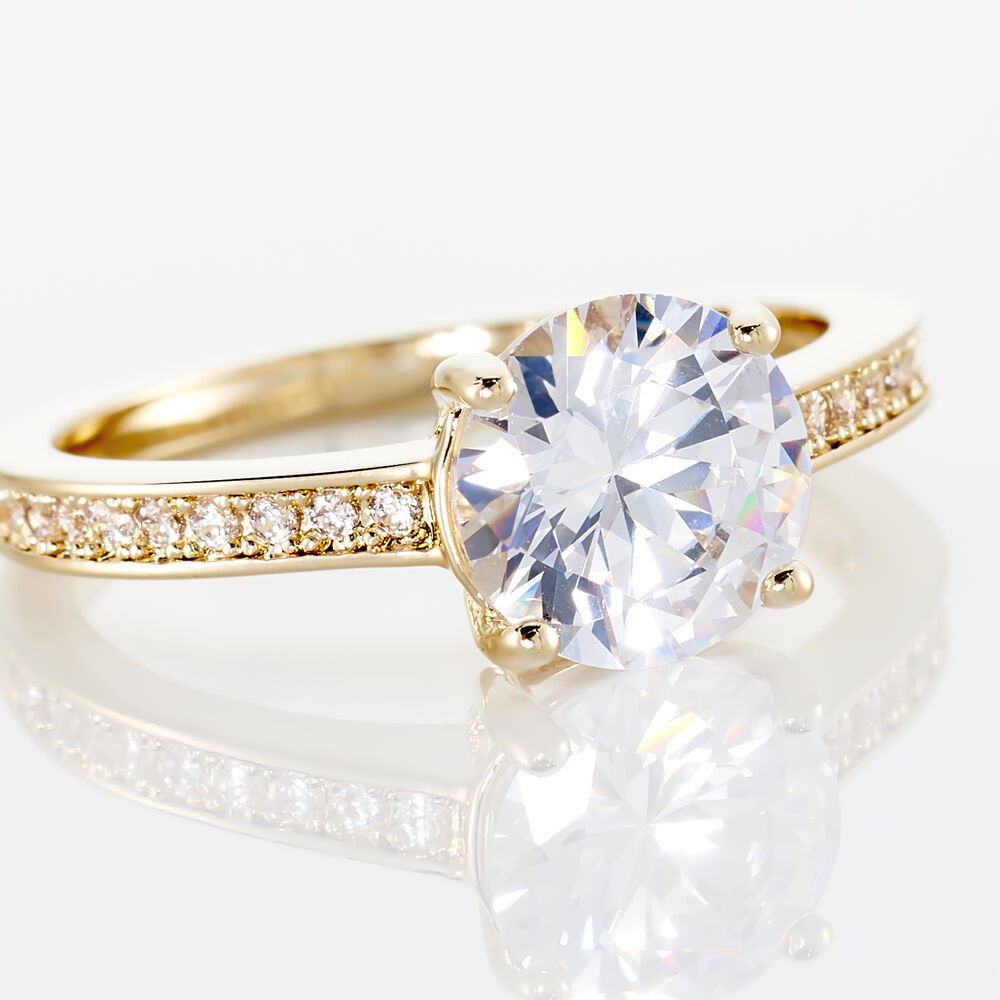 Bague Solitaire Zoura Plaqu&eacute; Or Jaune Oxyde De Zirconium - Bijoux fantaisie Femme | Marc Orian