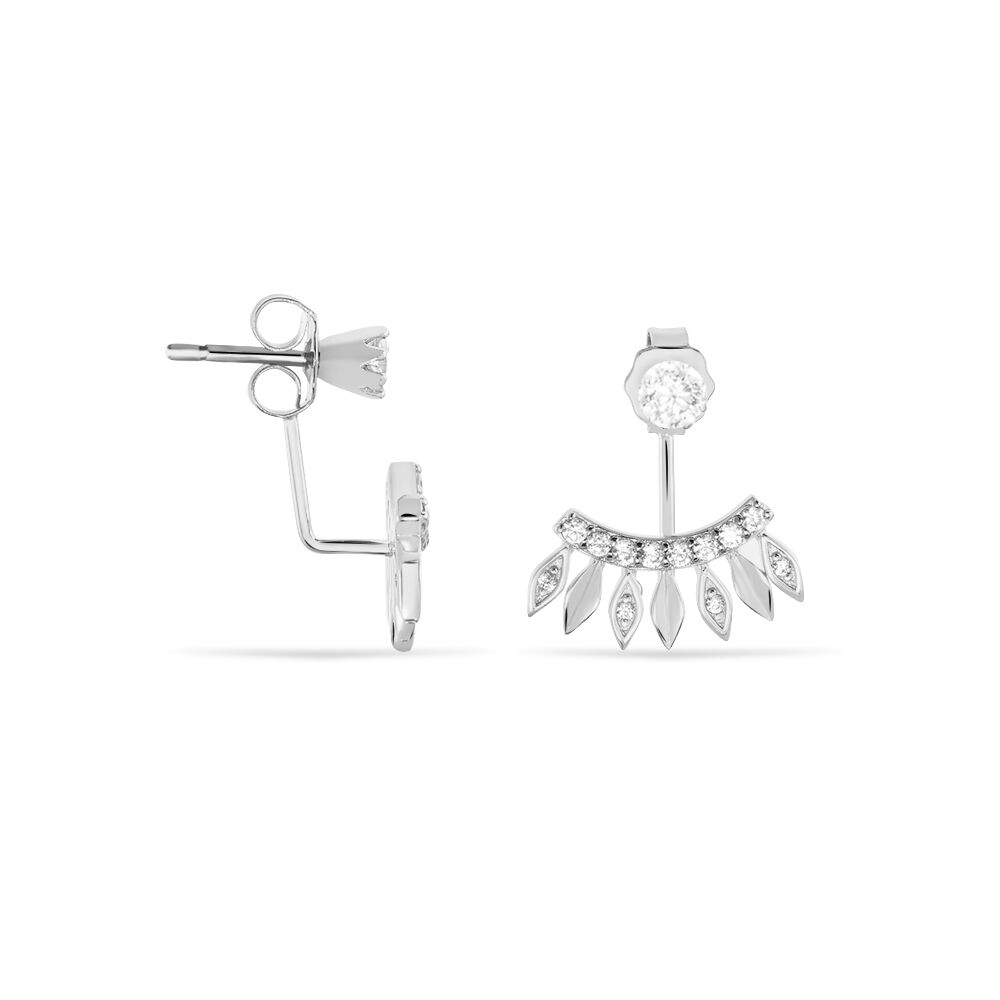 Bijoux D'oreilles Yannique Argent Blanc Oxyde De Zirconium - Piercings d'oreilles Femme | Marc Orian