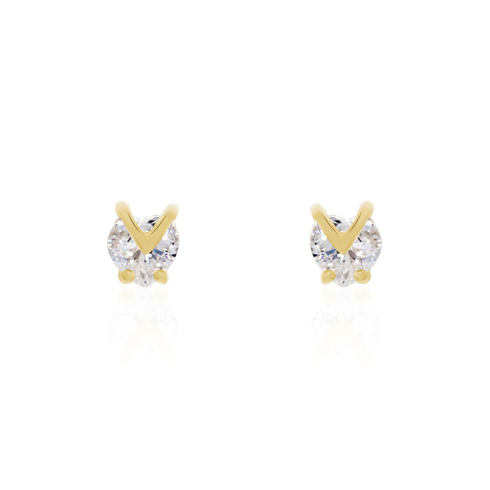Boucles D'oreilles Puces Abelinia Plaqué Or Jaune Oxyde De Zirconium - Puces Femme | Marc Orian