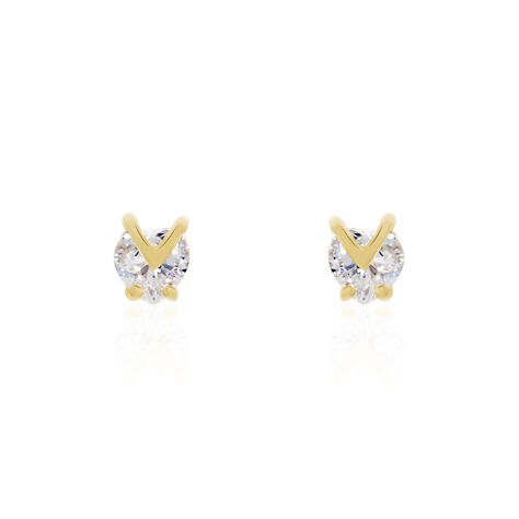 Boucles D'oreilles Puces Abelinia Plaqué Or Jaune Oxyde De Zirconium - Puces Femme | Marc Orian