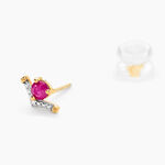 Boucles D'oreilles Puces Sabella Or Jaune Rubis Diamant - Puces Femme | Marc Orian