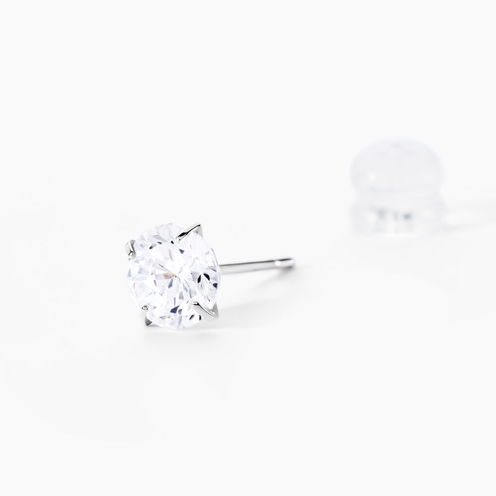 Boucles D'oreilles Puces Or Blanc Katherina Oxyde De Zirconium - Puces Femme | Marc Orian