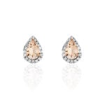 Boucles D'oreilles Puces Alice Or Rose Morganite Et Oxyde De Zirconium - Puces Femme | Marc Orian