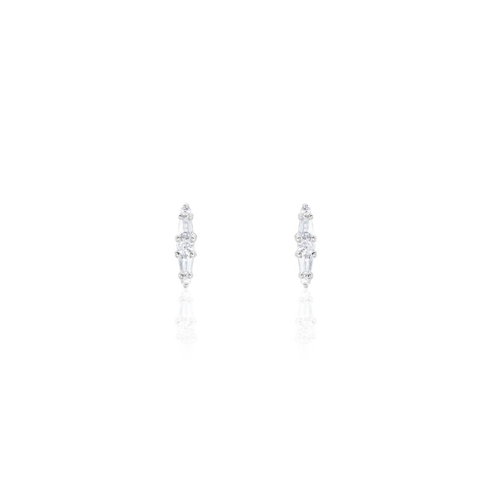 Boucles D'oreilles Puces Adriaan Argent Blanc Oxyde De Zirconium - Puces Femme | Marc Orian