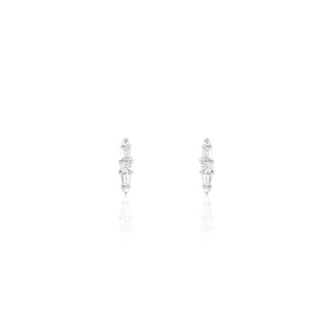Boucles D'oreilles Puces Adriaan Argent Blanc Oxyde De Zirconium - Puces Femme | Marc Orian