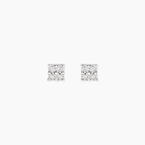 Boucles D'Oreilles Puces Galina Argent Blanc Oxyde De Zirconium - Puces Femme | Marc Orian