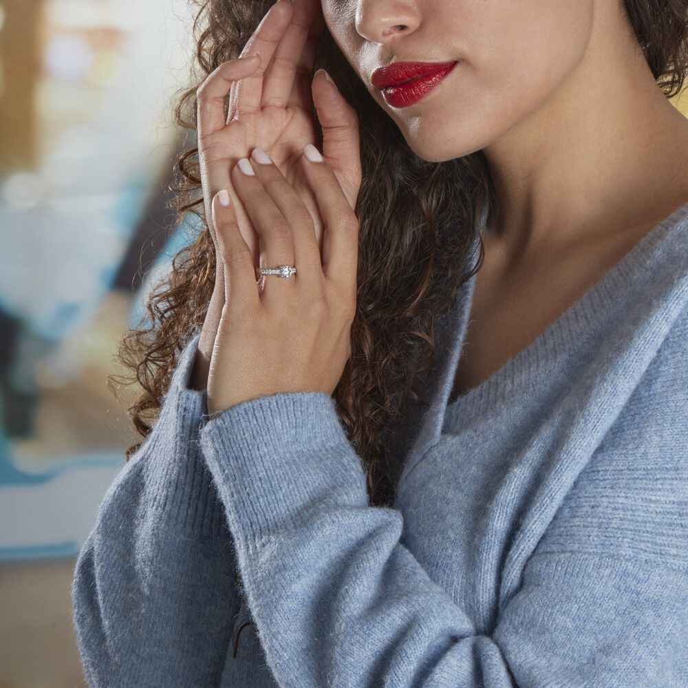 Bague Solitaire Accompagné Aramis Or Blanc Diamant Synthétique - Solitaires Femme | Marc Orian