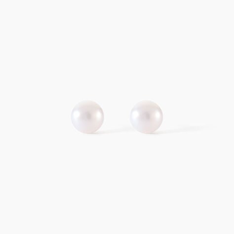 Boucles D'oreilles Puces Kesya Nacres Bouton Or Jaune Perle De Culture - Boucles d'oreilles mariage Famille | Marc Orian