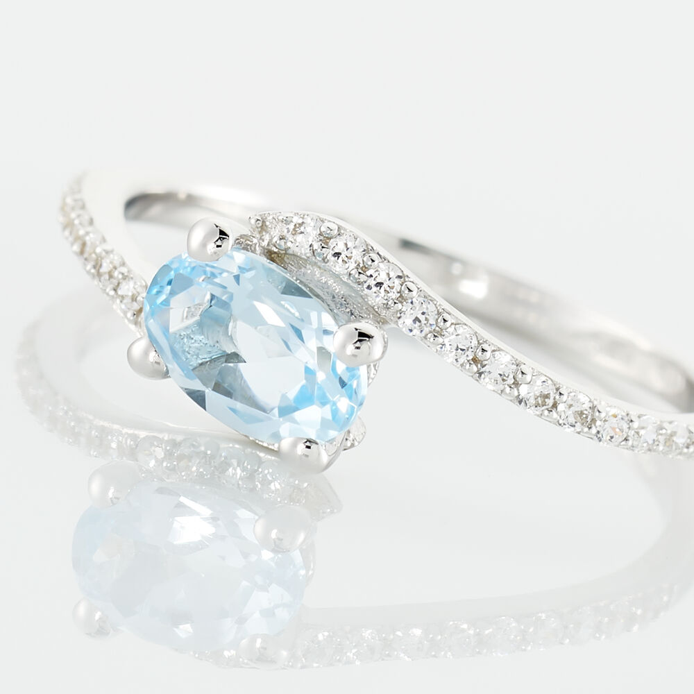 Bague Loriane Or Blanc Topaze Et Oxyde De Zirconium - Bagues pierres fines Femme | Marc Orian