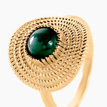 Bague Plaqu&eacute; Or Ilia Ronde Perle Pierre Verte - Bagues de promesse Femme | Marc Orian