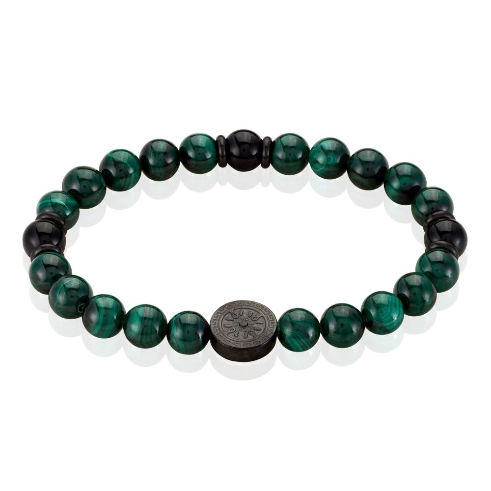 Bracelet Jourdan Acier Noir Malachite - Bracelets chaînes Homme | Marc Orian