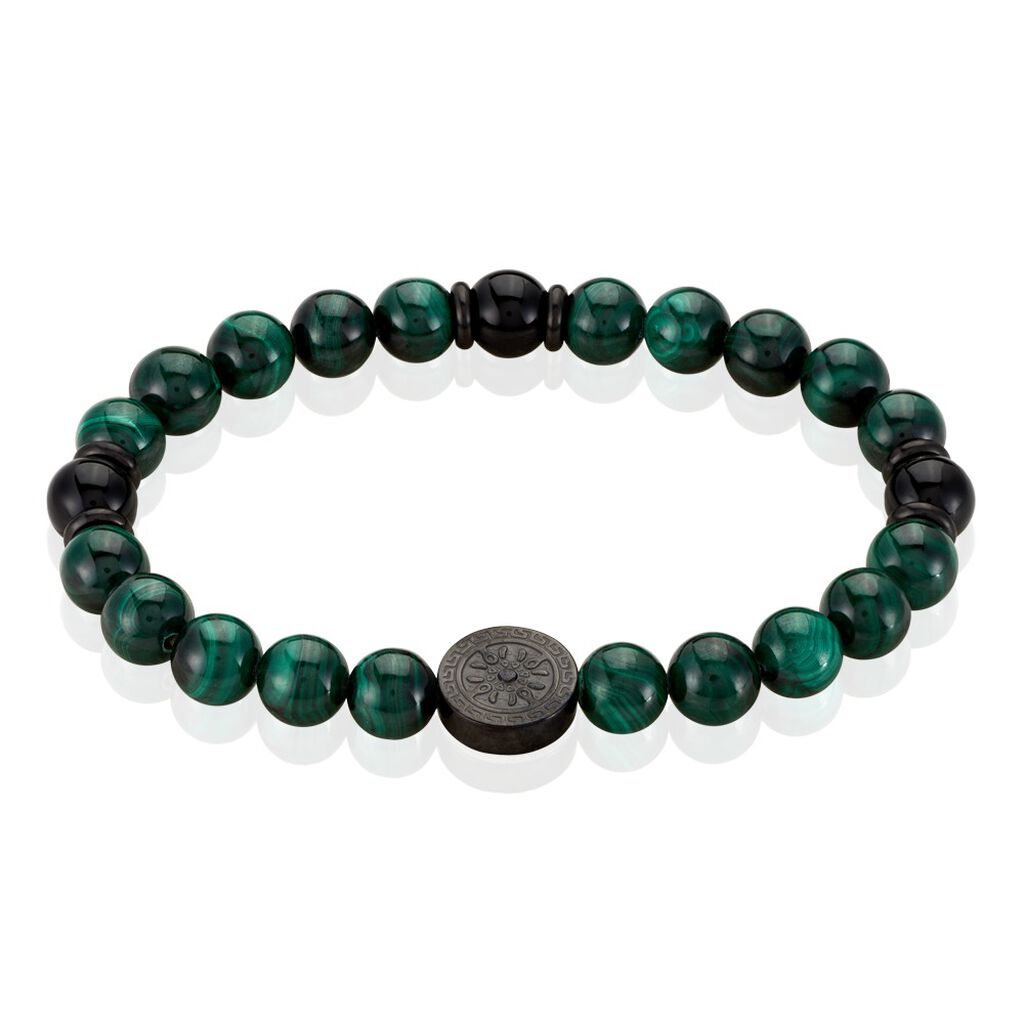 Bracelet Jourdan Acier Noir Malachite - Bracelets chaînes Homme | Marc Orian
