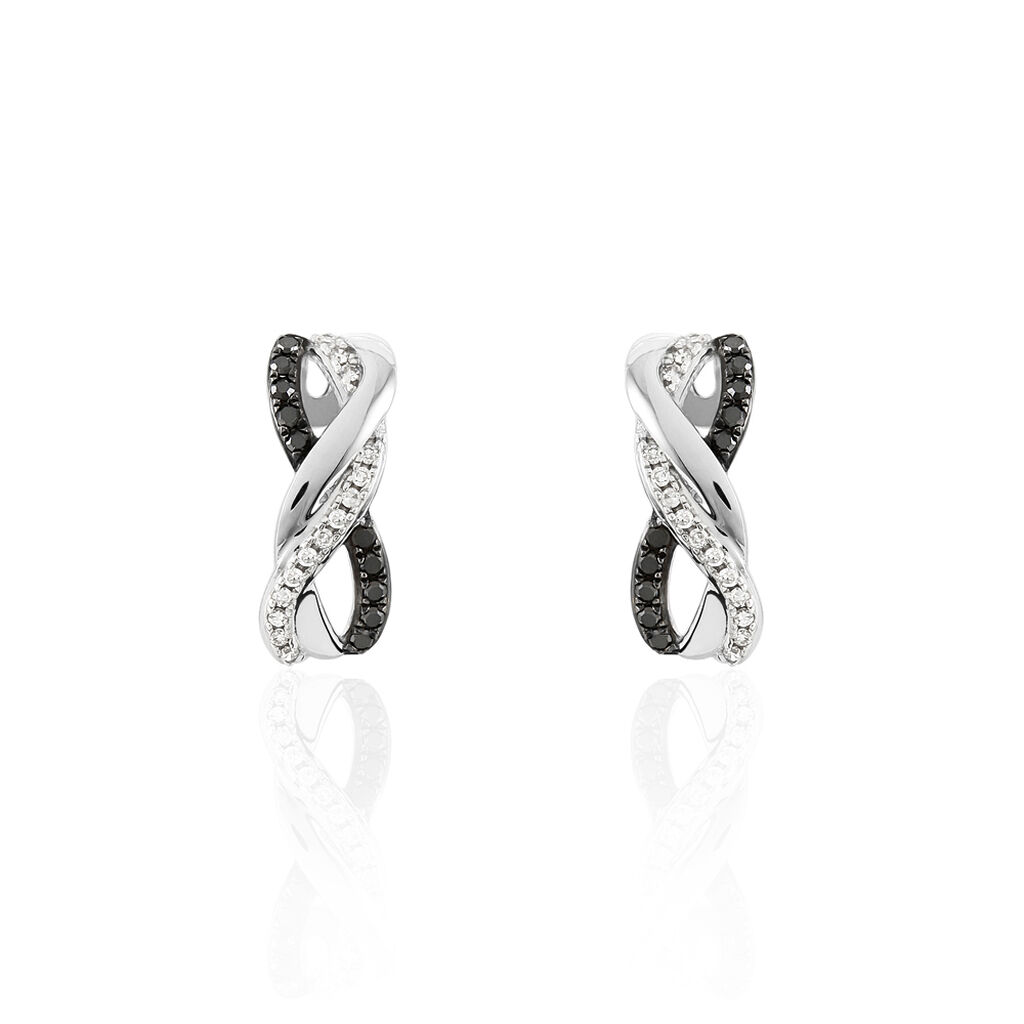 Boucles D'oreilles Puces May Or Blanc Diamant - Puces Femme | Marc Orian