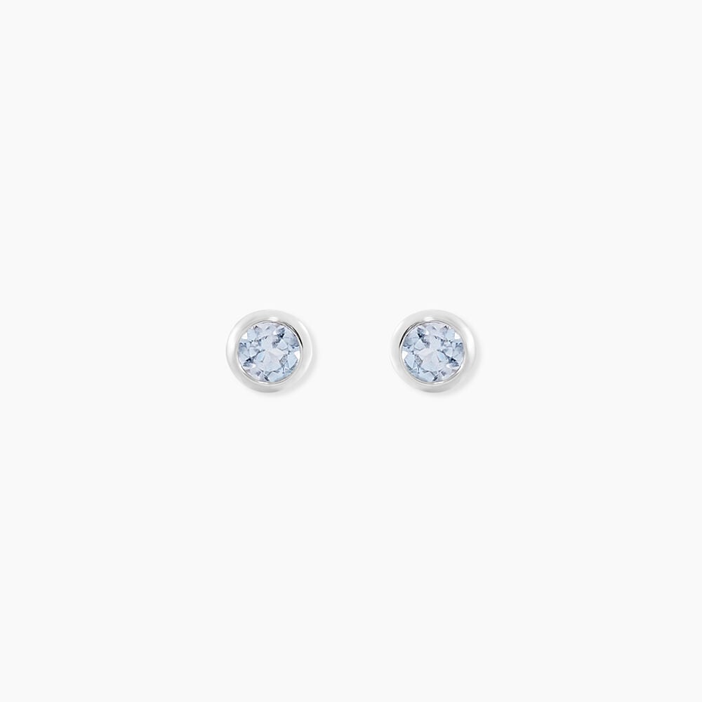 Boucles D'oreilles Puces Edy Serti Clos Or Blanc Topaze - Puces Femme | Marc Orian