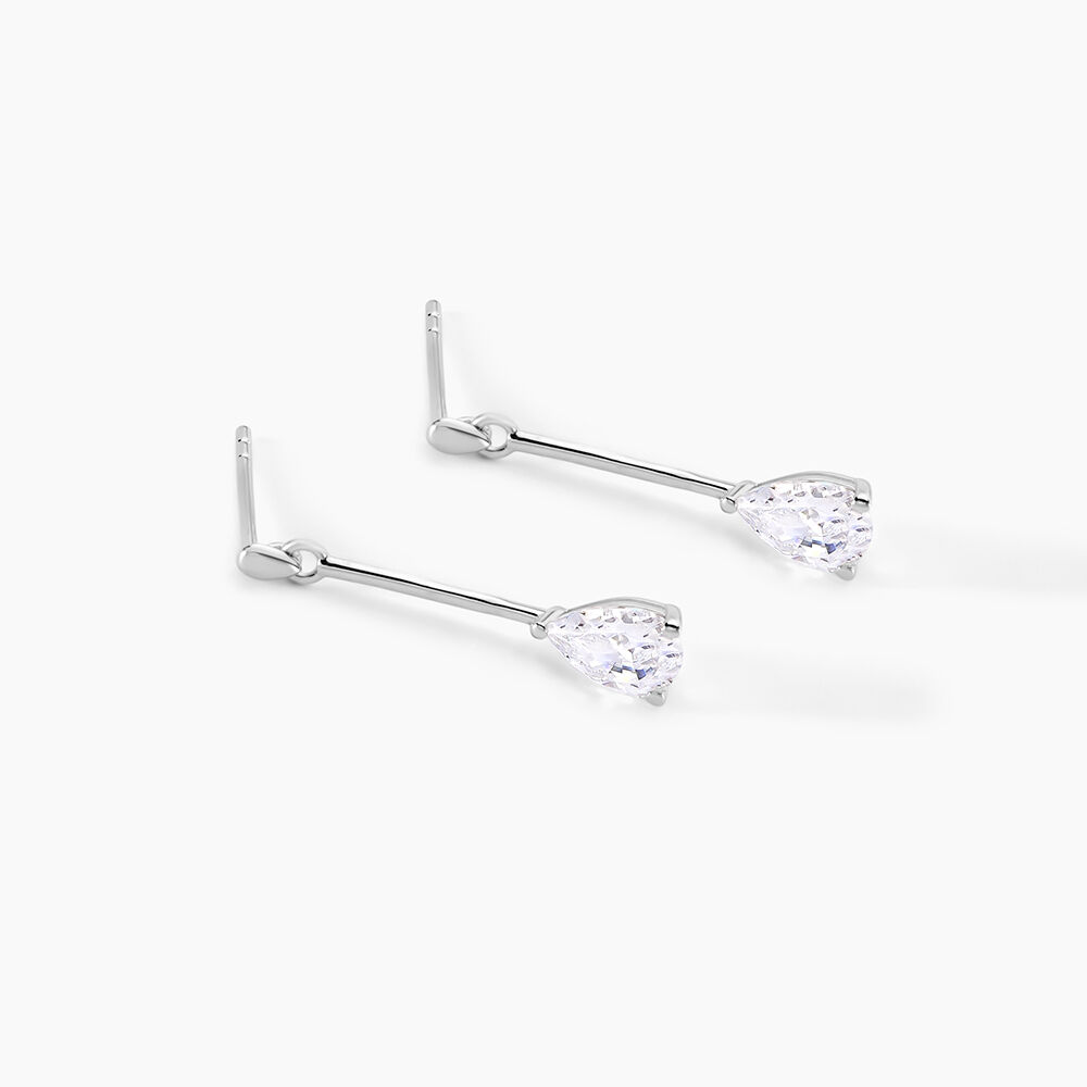 Boucles D'oreilles Pendantes Goutte Or Blanc Oxyde De Zirconium - Pendantes Femme | Marc Orian