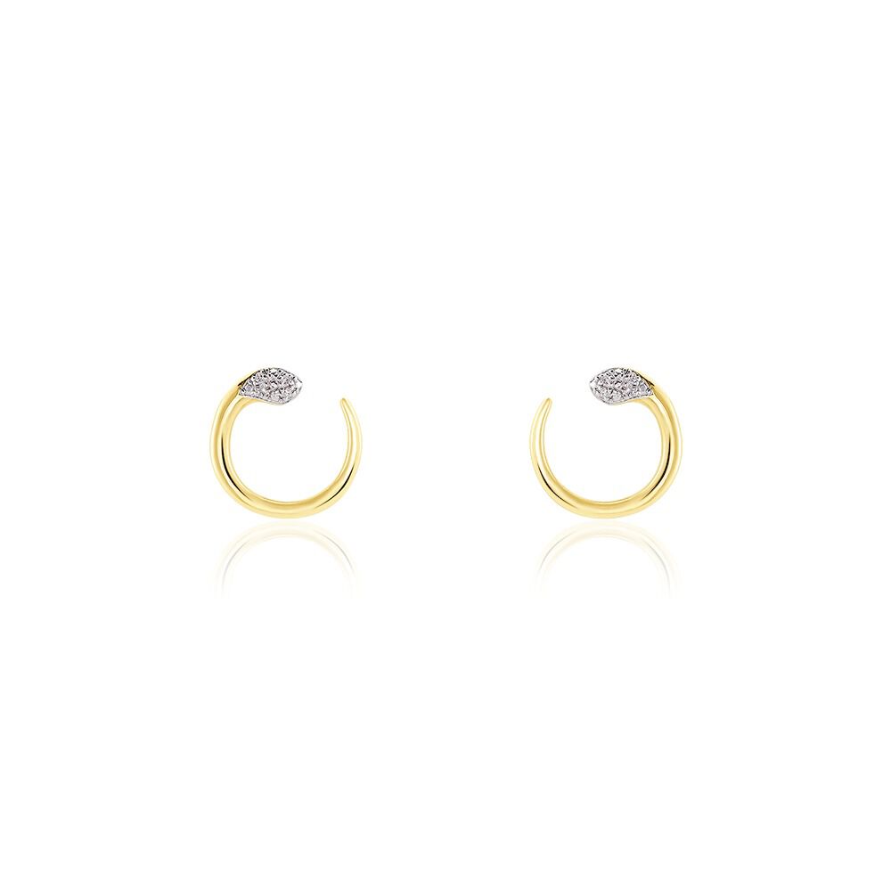Boucles D'oreilles Puces Snake Or Jaune Diamant -  Femme | Marc Orian